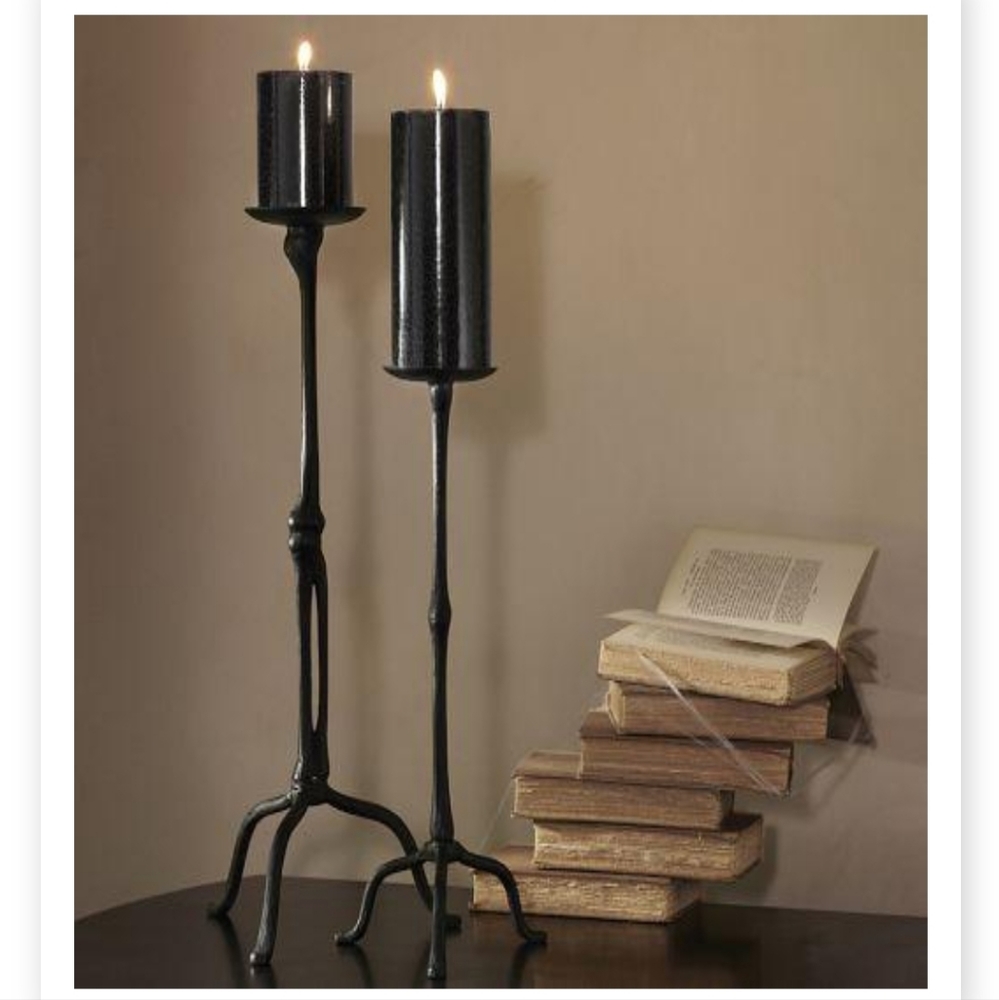 ISO Pottery Barn iron bone pillar holders